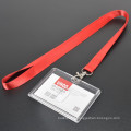 Red Color Custom Logo ID Card Holder Plain Polyester Lanyard